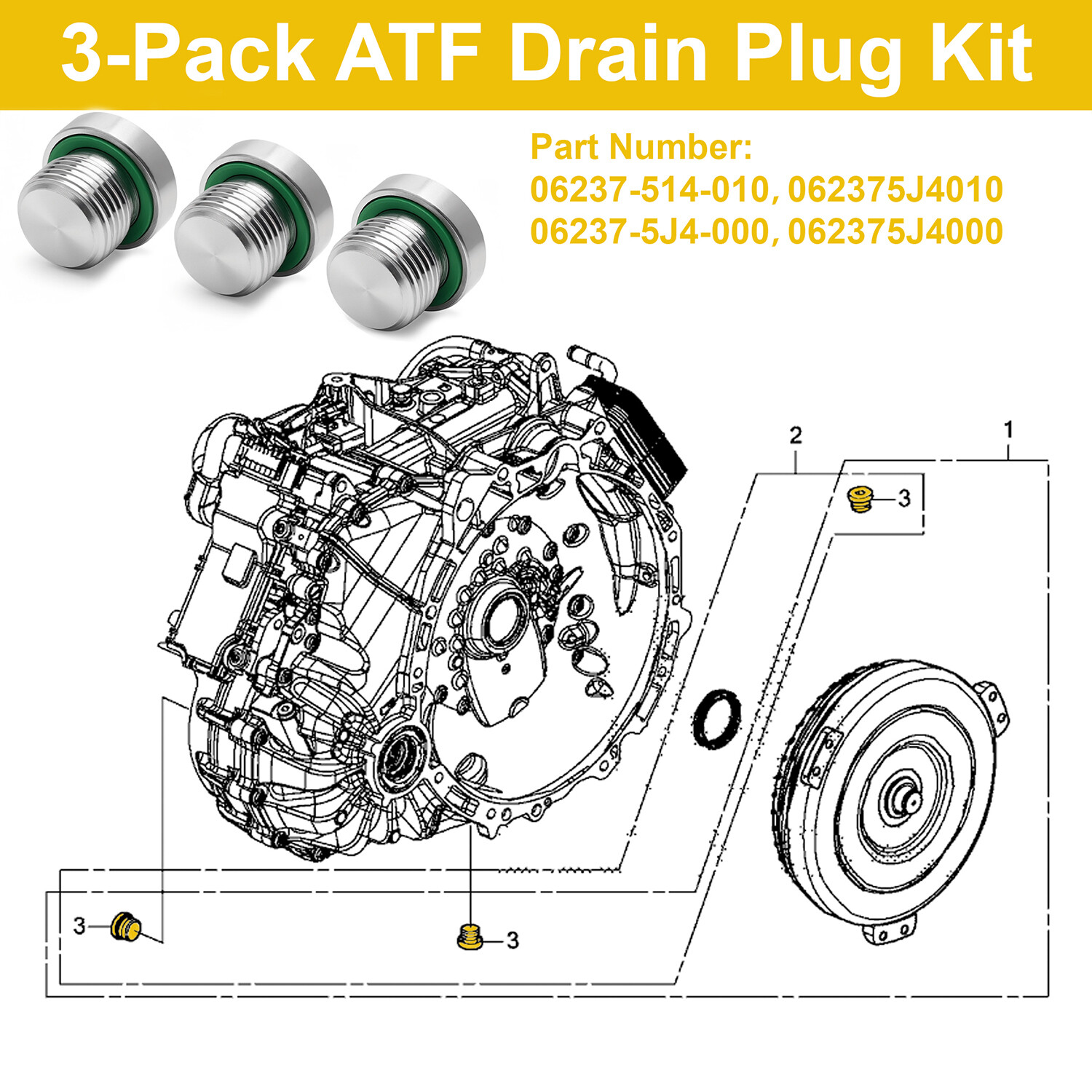 Automatic Transmission Fill Screw Bolt Plug for Honda Odyssey 2018-2019 Passport