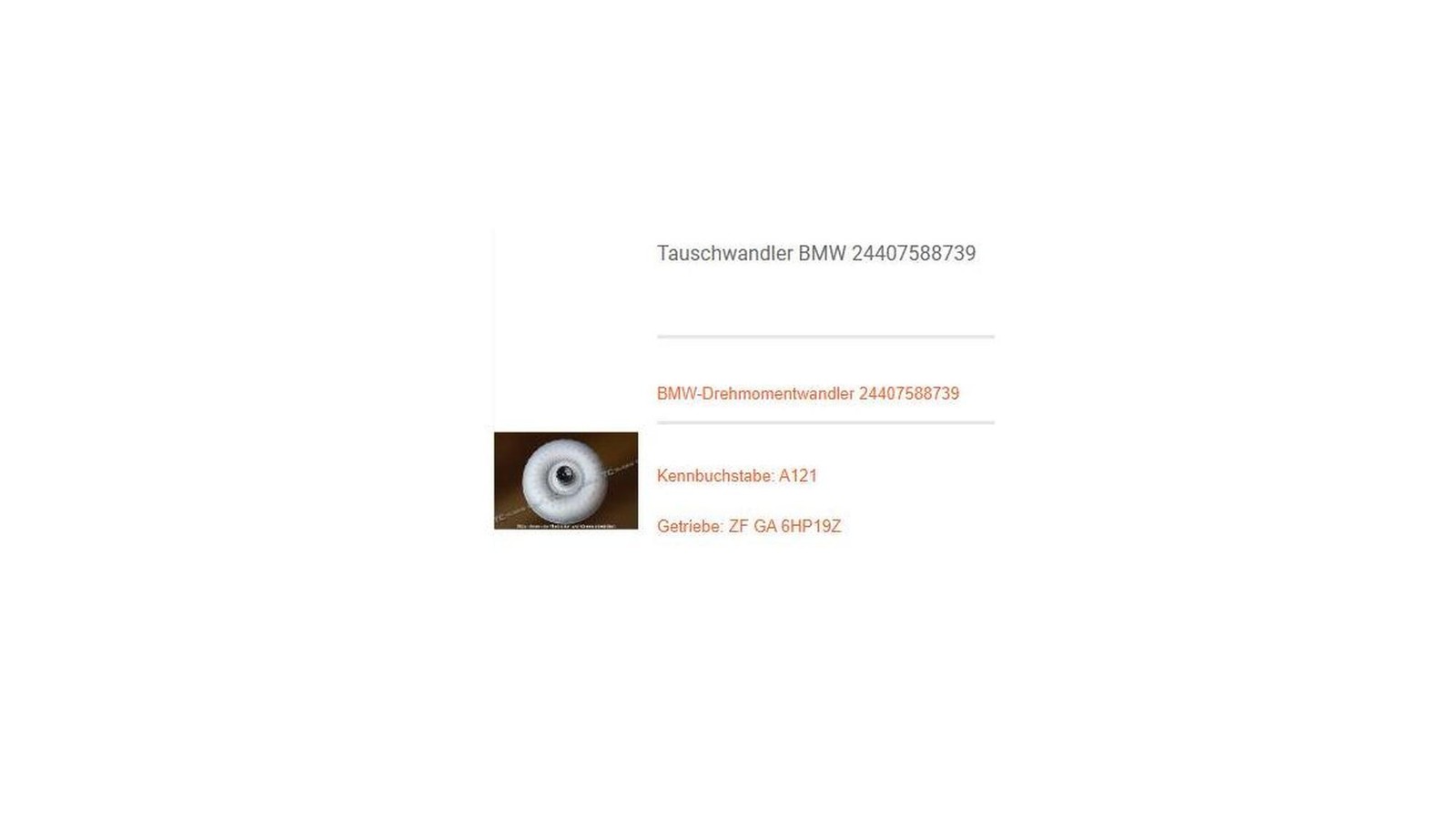 ✅✅✅BMW N52 A121 TORQUE CONVERTER 7588739 24407588739 AA FS