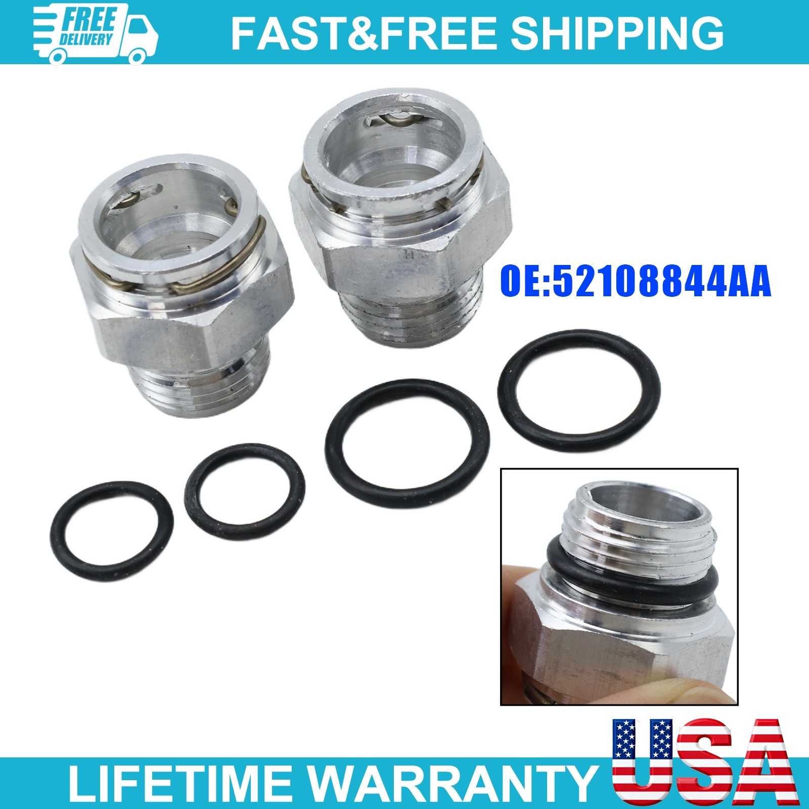 For Dodge Ram Jeep Trans Oil Cooler Line Fittings 52108844AA 2Pcs Fits