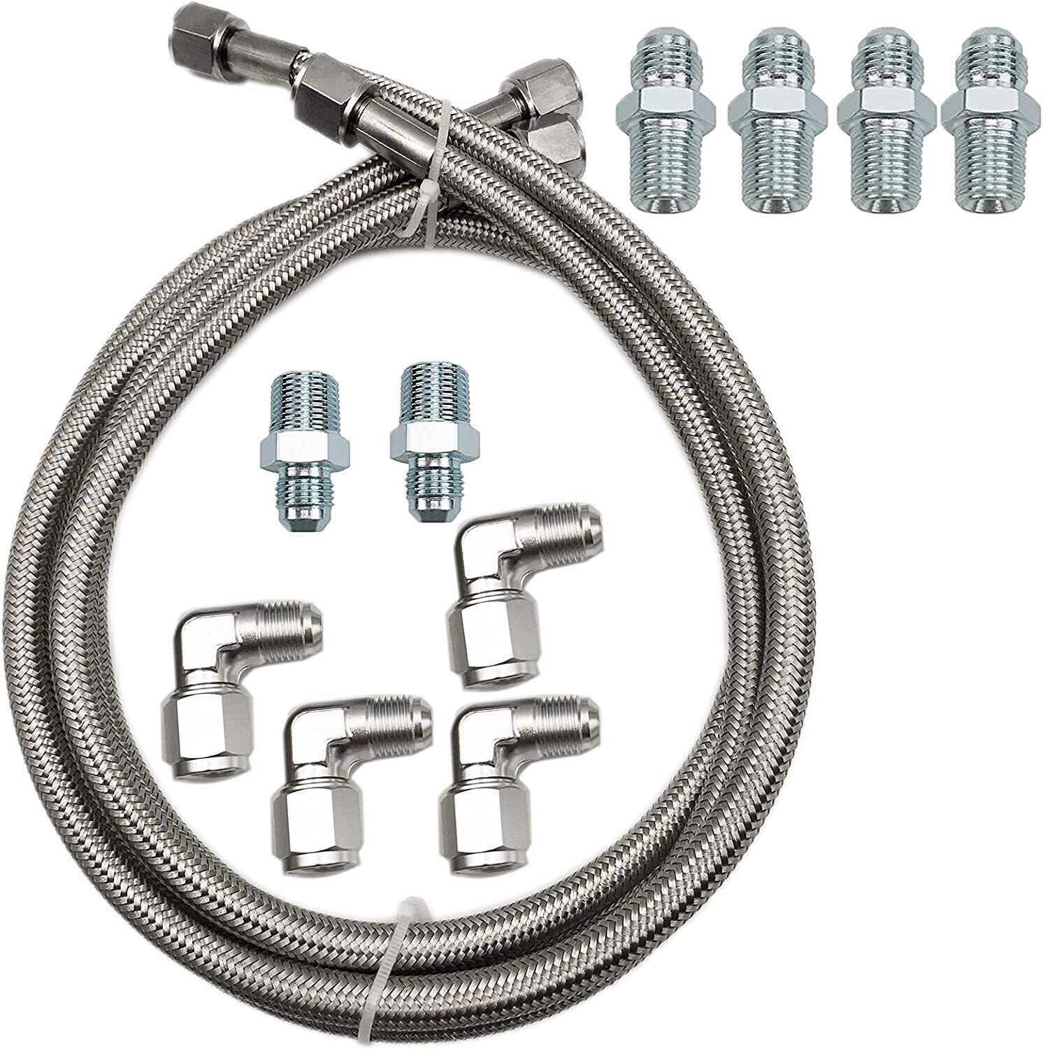 SS Braided Transmission Cool Hoses Lines Kit For Chevy Ford TH350 700R4 TH400