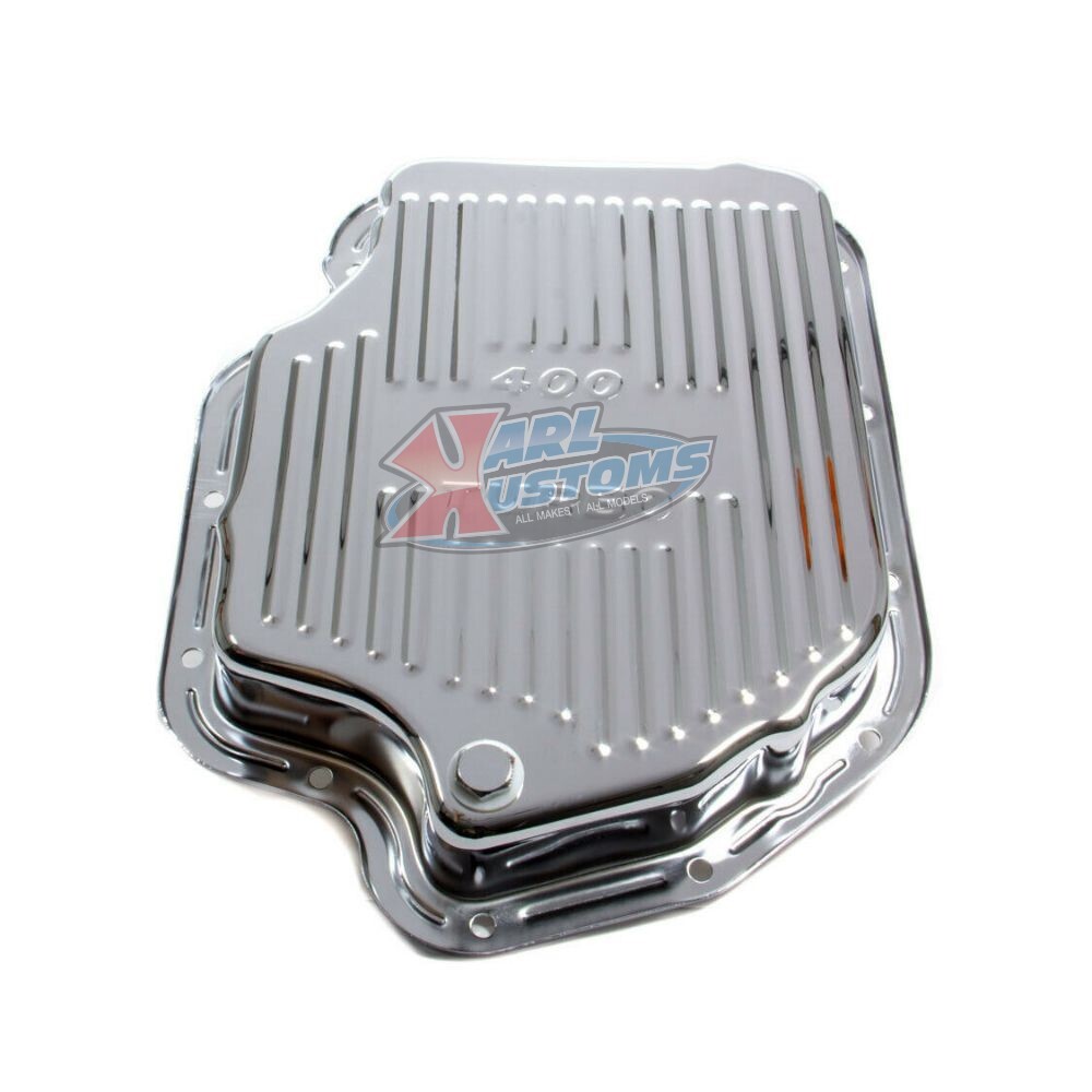 Chrome Steel Chevy BOP GM Turbo 400 TH400 Stock Depth Transmission Pan Finned