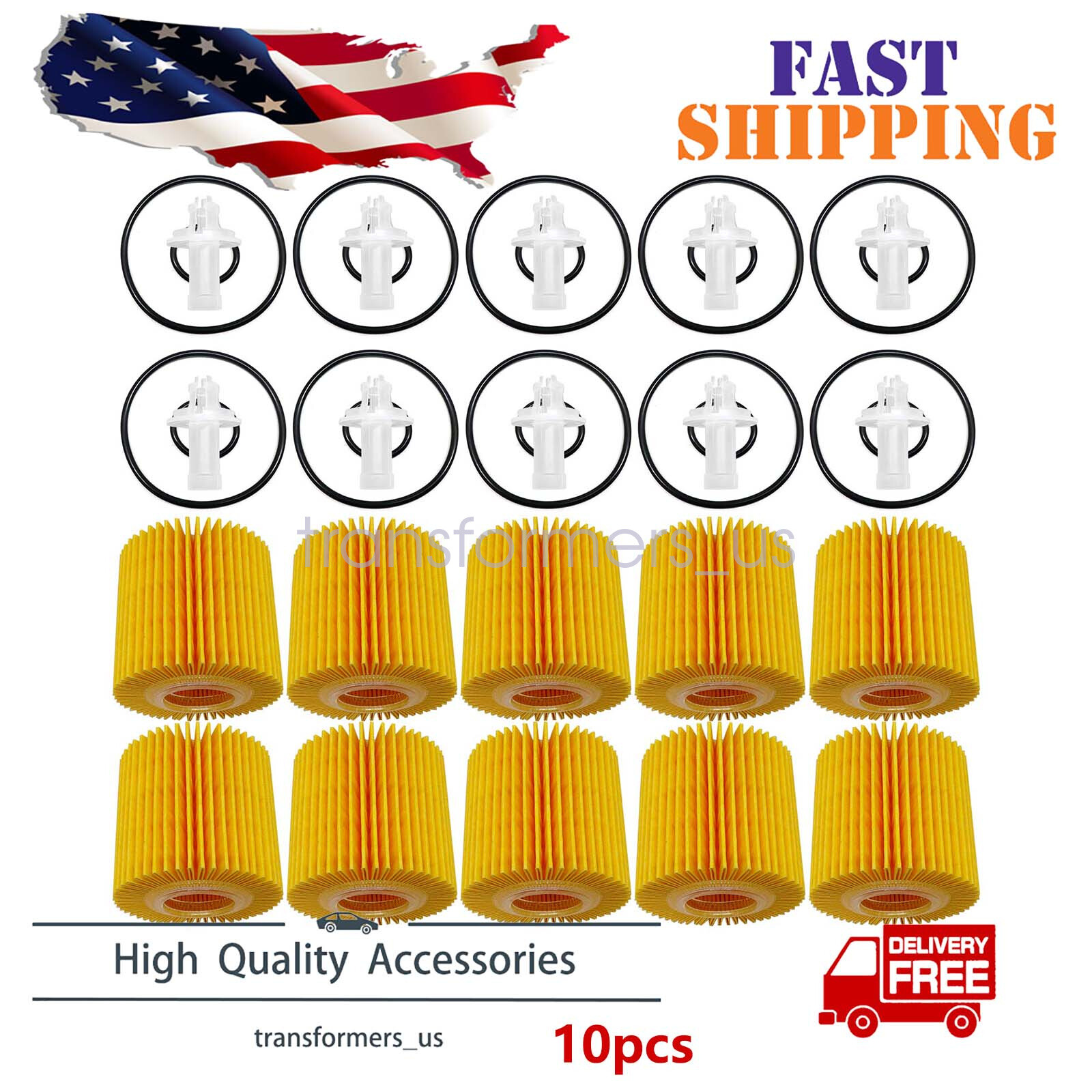 10set Engine Oil Filter for Toyota Camry Sienna Highlander RAV4 2.5L 2.7L 3.5L