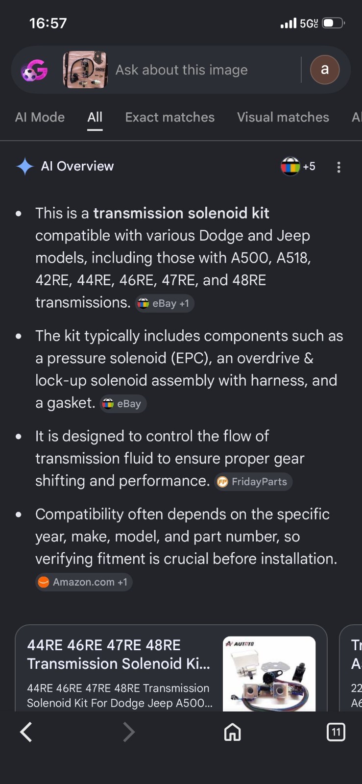 Transmission solenoid kit Components (Dodge/Jeep/Chrysler/Ram, see description)