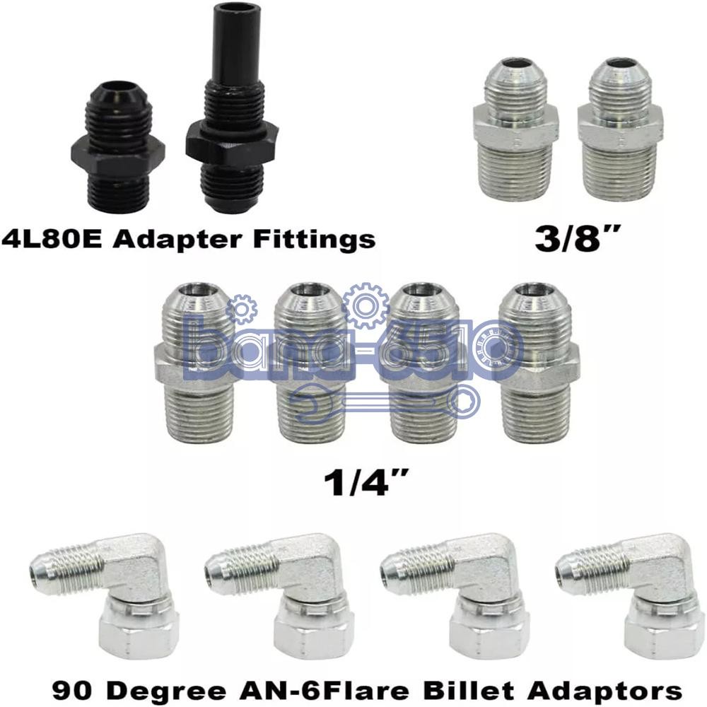 For GM 4L60E 4L80E Flexible SS Braided Transmission Cooler Lines Kit -6AN Hose