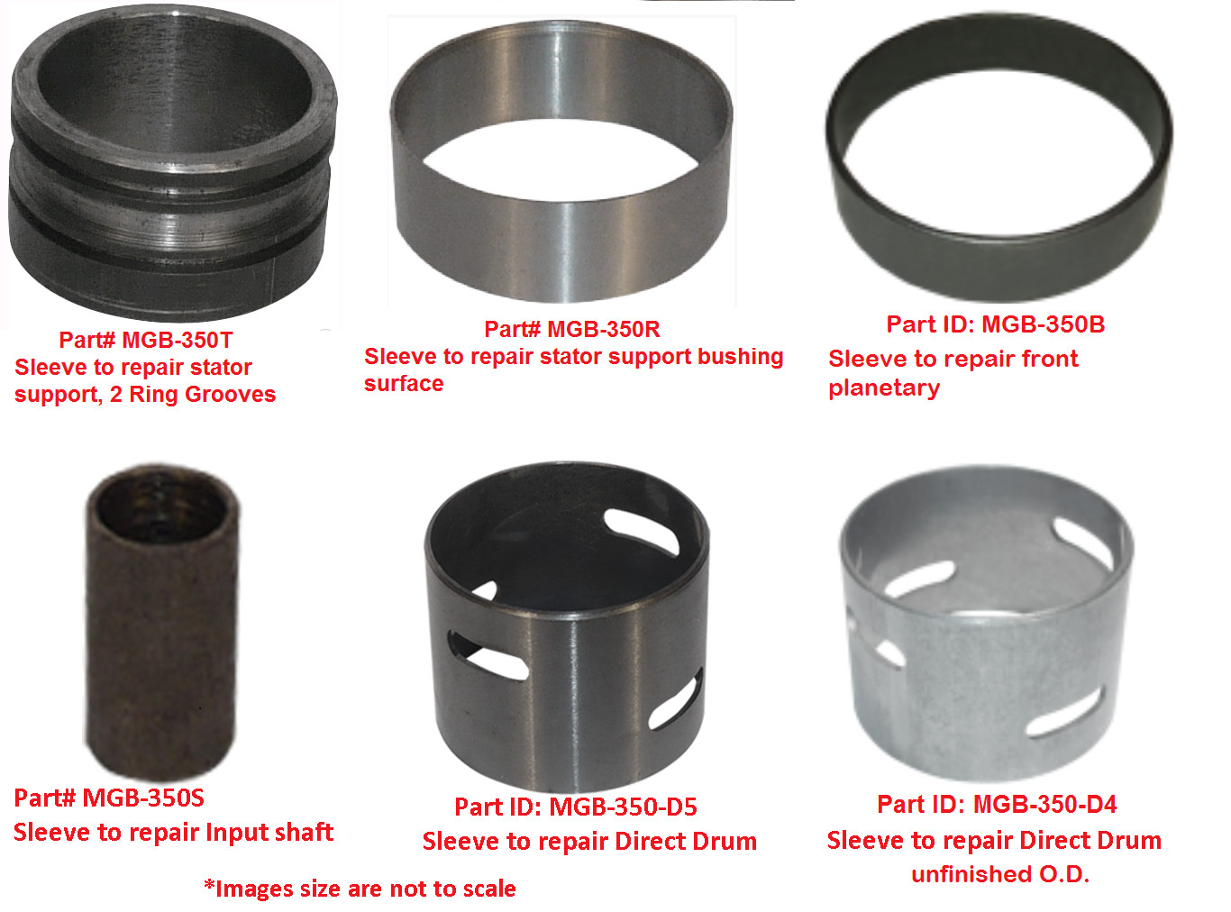 GM TH350 Repair Sleeve Kit, Stator Support/Input Shaft/Direct Drum/Planet TH-350