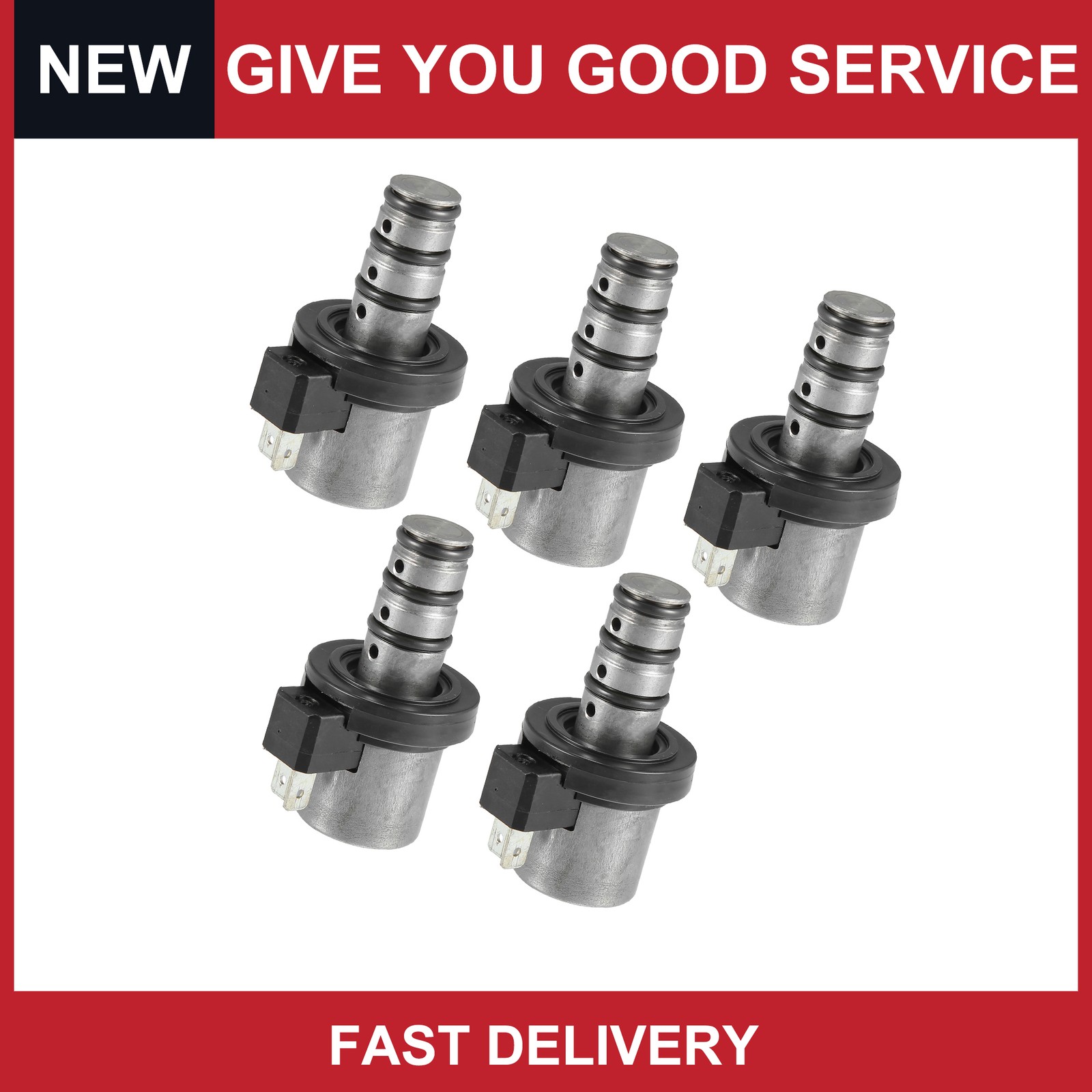 Pack of 5 for Hyundai for Kia Transmission Shift Solenoid Silver Tone Black