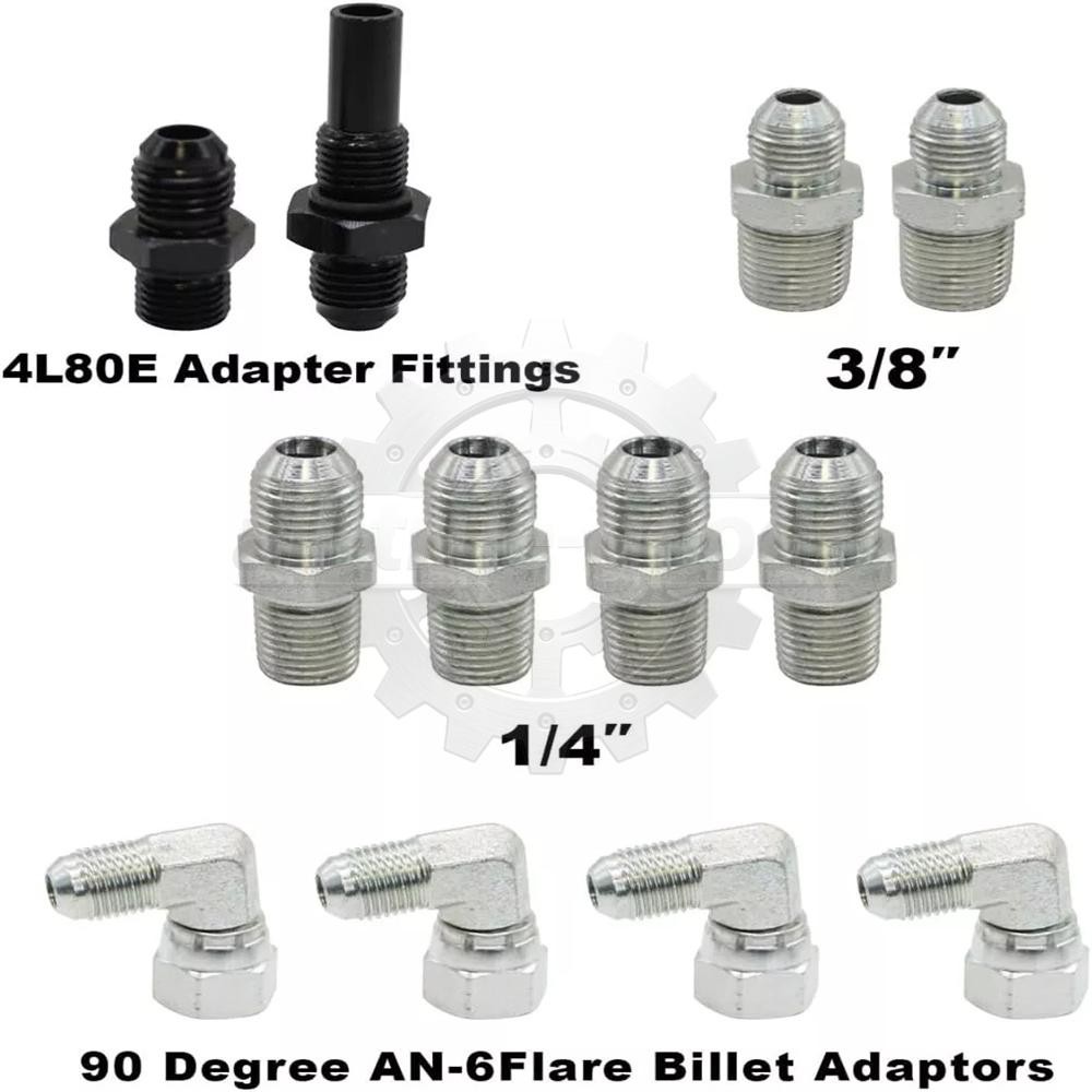 For GM 4L60E 4L80E Flexible SS Braided Transmission Cooler Lines Kit -6AN Hose