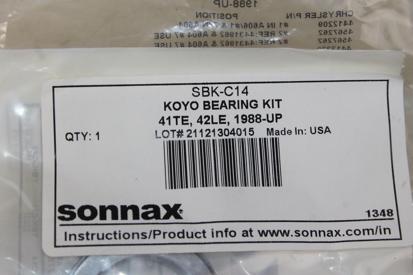 Sonnax SBK-C14 Koyo Bearing Kit 4412229AB, 4567262 x 2, 4412209 A604 & A606