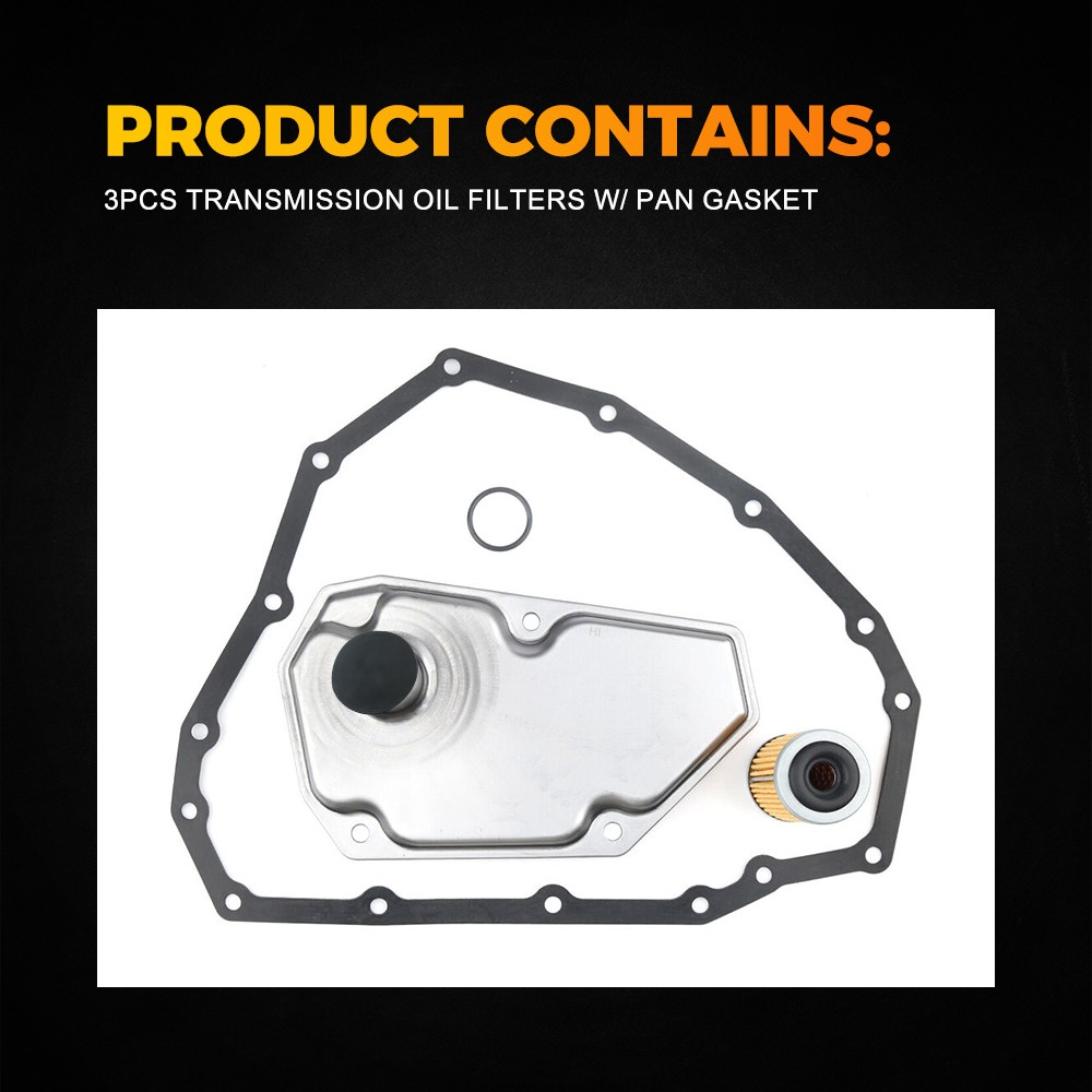 3PCS Transmission Oil Filters W/Pan Gasket For Nissan Altima Maxima 33010-JF015