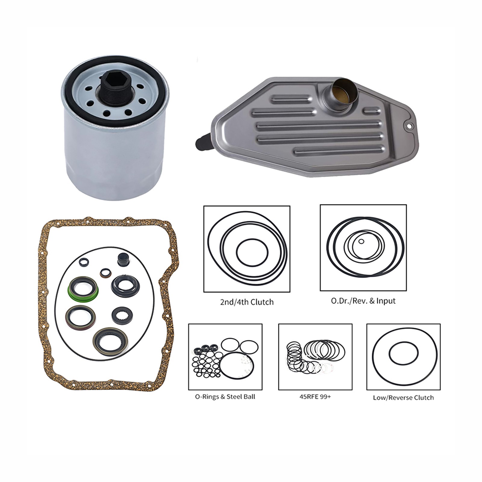 45RFE 65RFE 545RFE Super Master Rebuild KIT W/4WD Filter Friction Steel 99- US