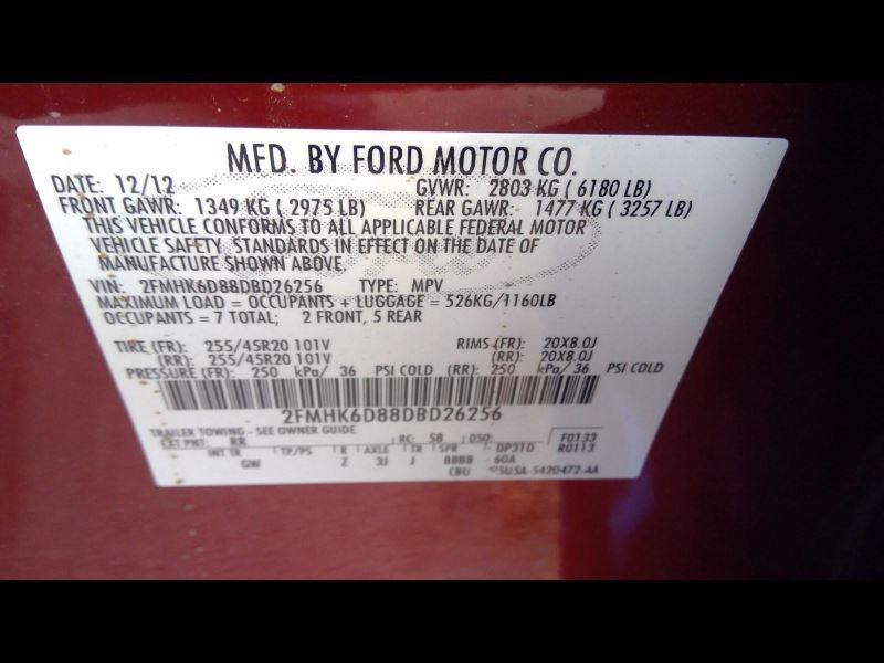 Automatic Transmission 6 Speed VIN 8 8th Digit AWD Fits 13 FLEX 1666933
