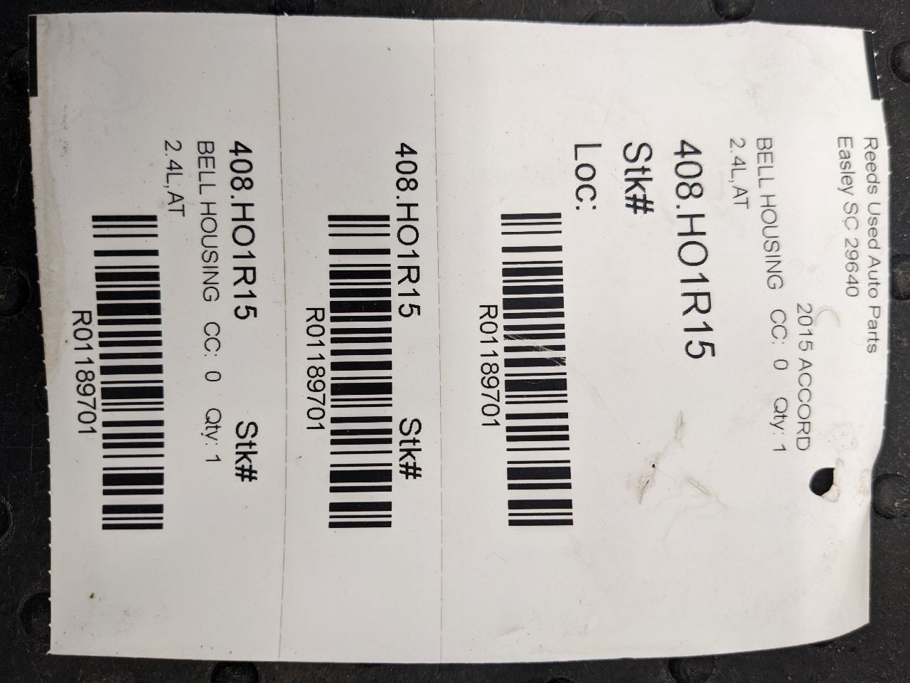 13-14 Honda Accord CVT Transmission 2.4L Bell Housing OEM1189701