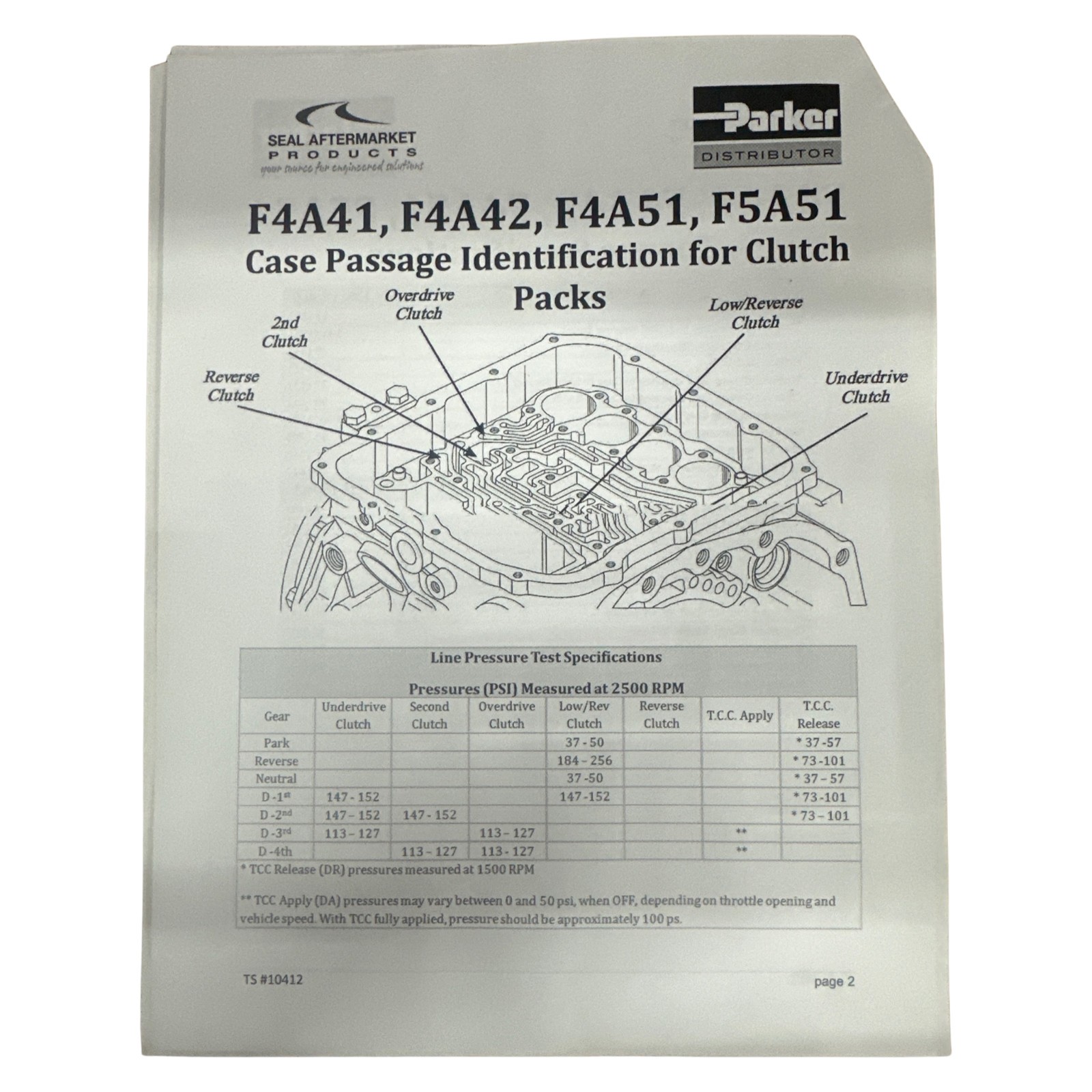 Mitsubishi Hyundai Transmission F4A41 F4A42 W4A42 Overhaul Kit Gaskets Seal 1996