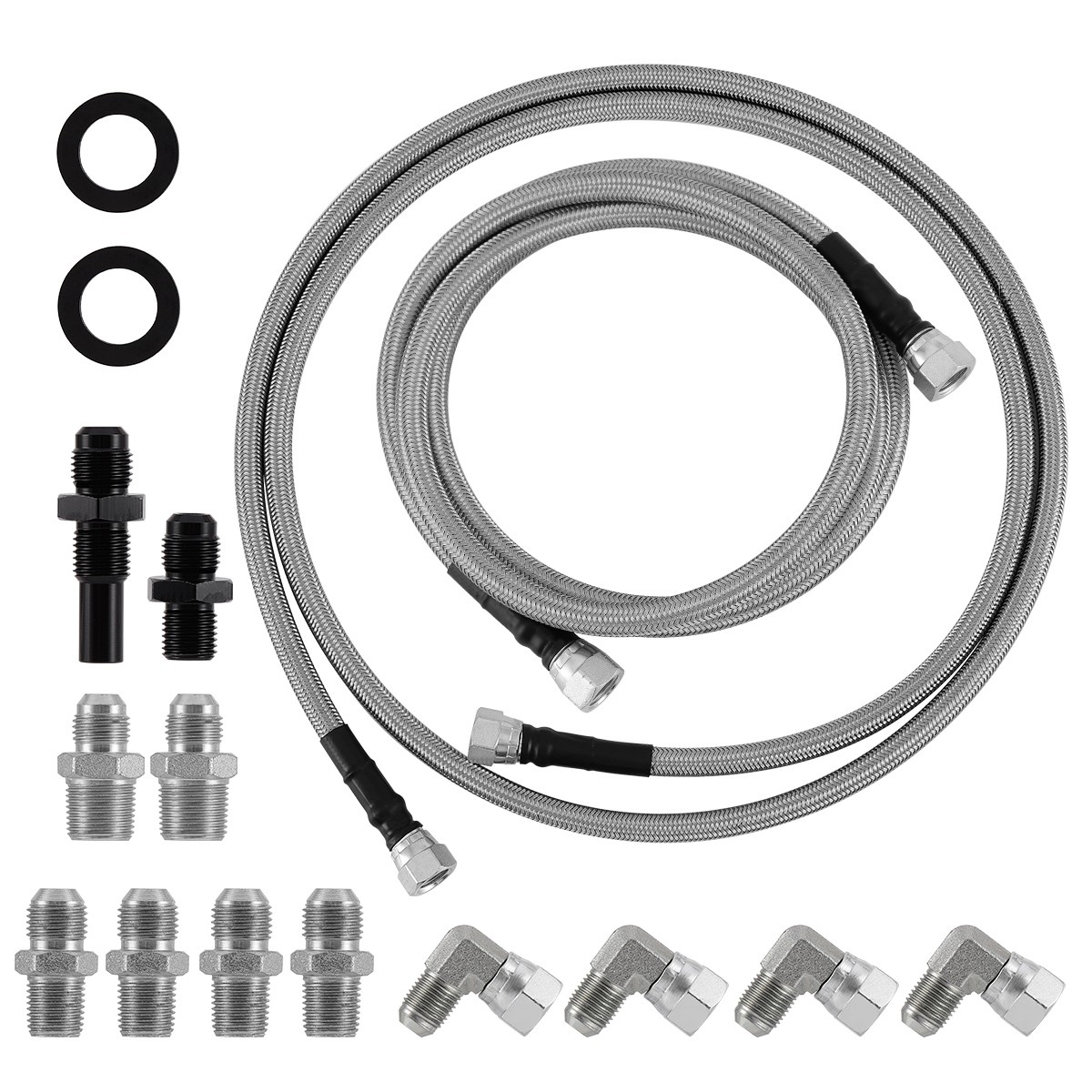 70″ 6AN SS Braided Transmission Cooler Hose Lines Kit for GM 4L60E 4L80E TH350