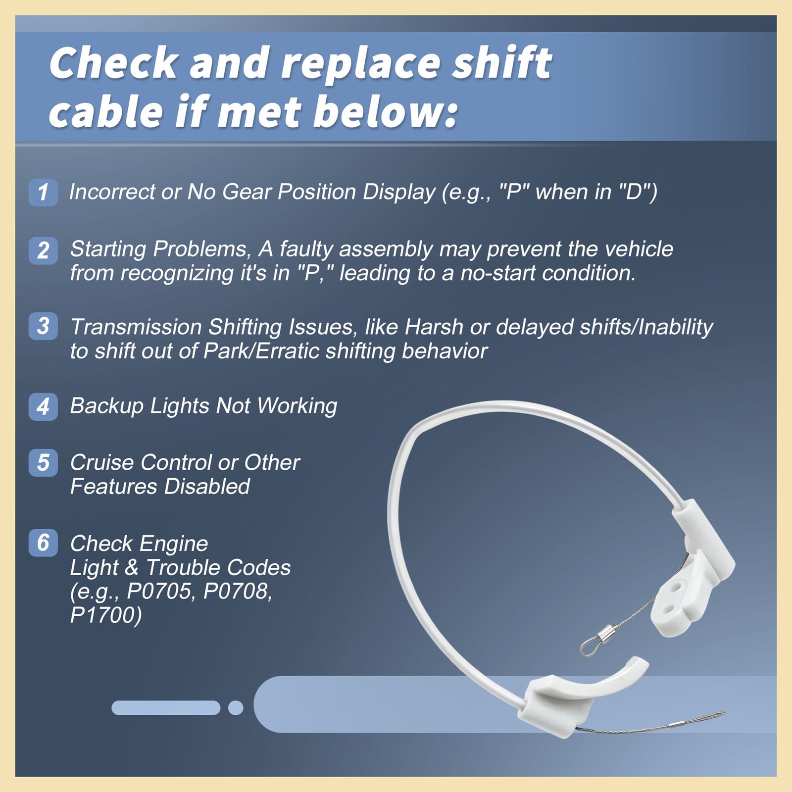 Gear Shift Indicator Cable Fit for Ford F-150 F-250 F-350 Bronco E7TF-7B033-A