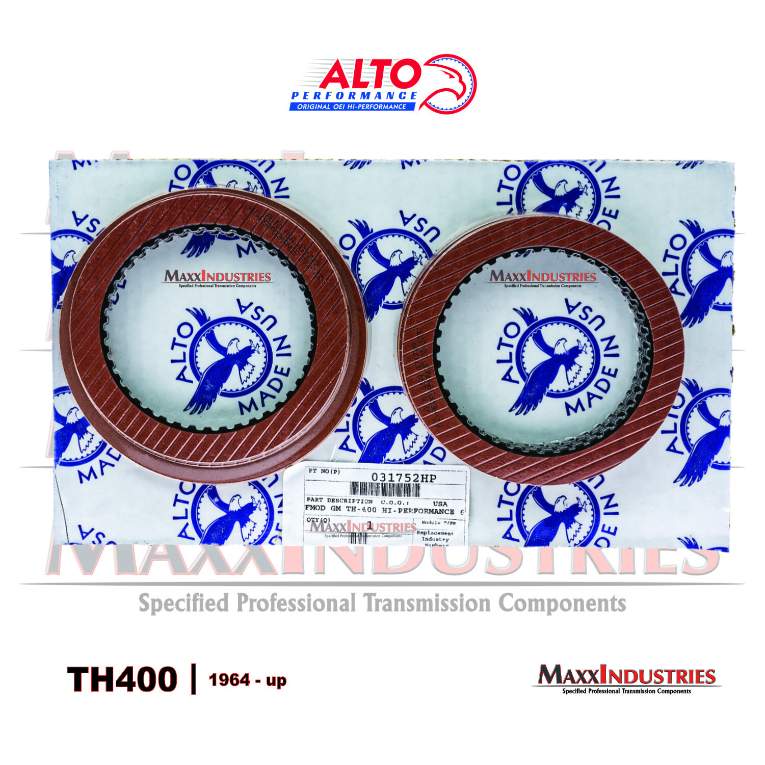 TH400 Turbo Performance Alto Red Kolene Master Rebuild Kit w/Band Bushings Mod