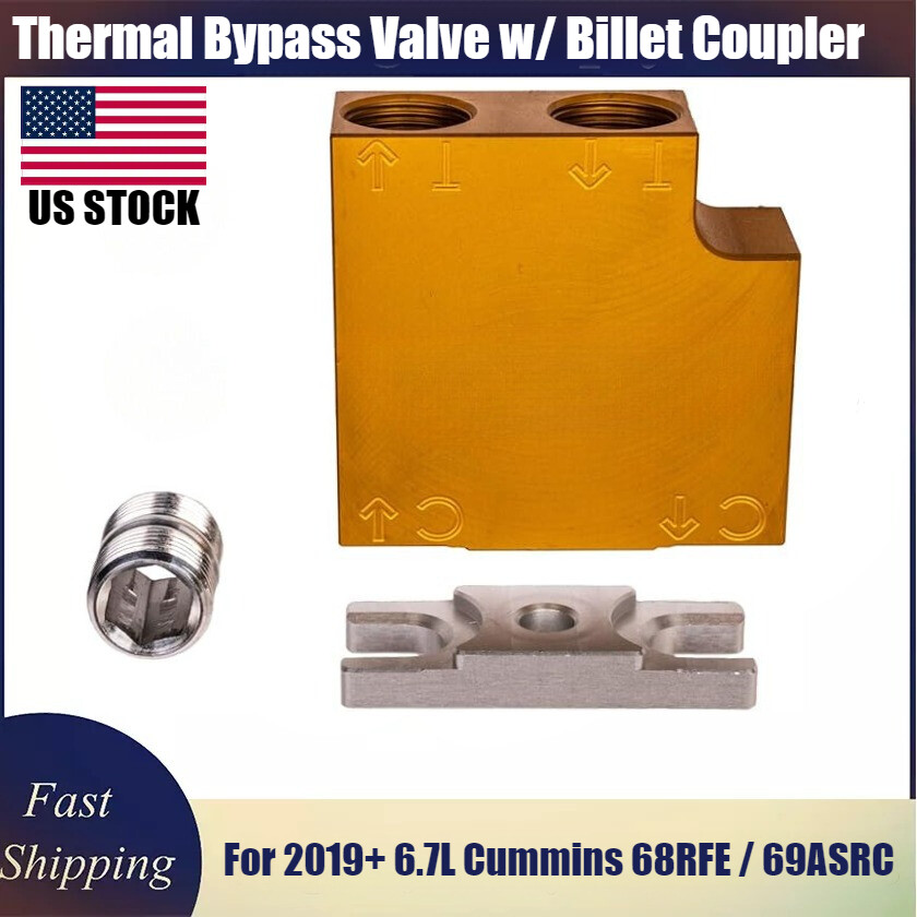 Thermal Bypass Valve w/ Billet Coupler For 2019+ 6.7L Cummins 68RFE / 69ASRC NEW