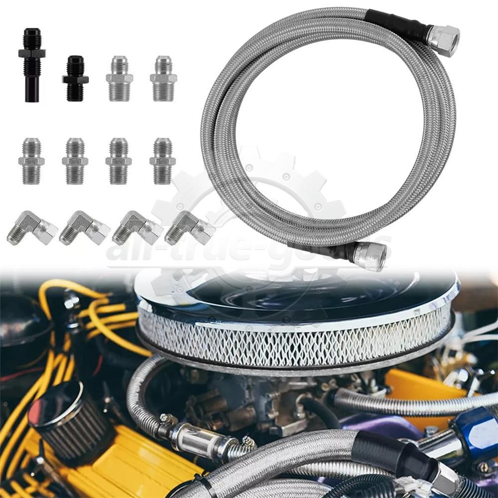 For GM 4L60E 4L80E Flexible SS Braided Transmission Cooler Lines Kit -6AN Hose