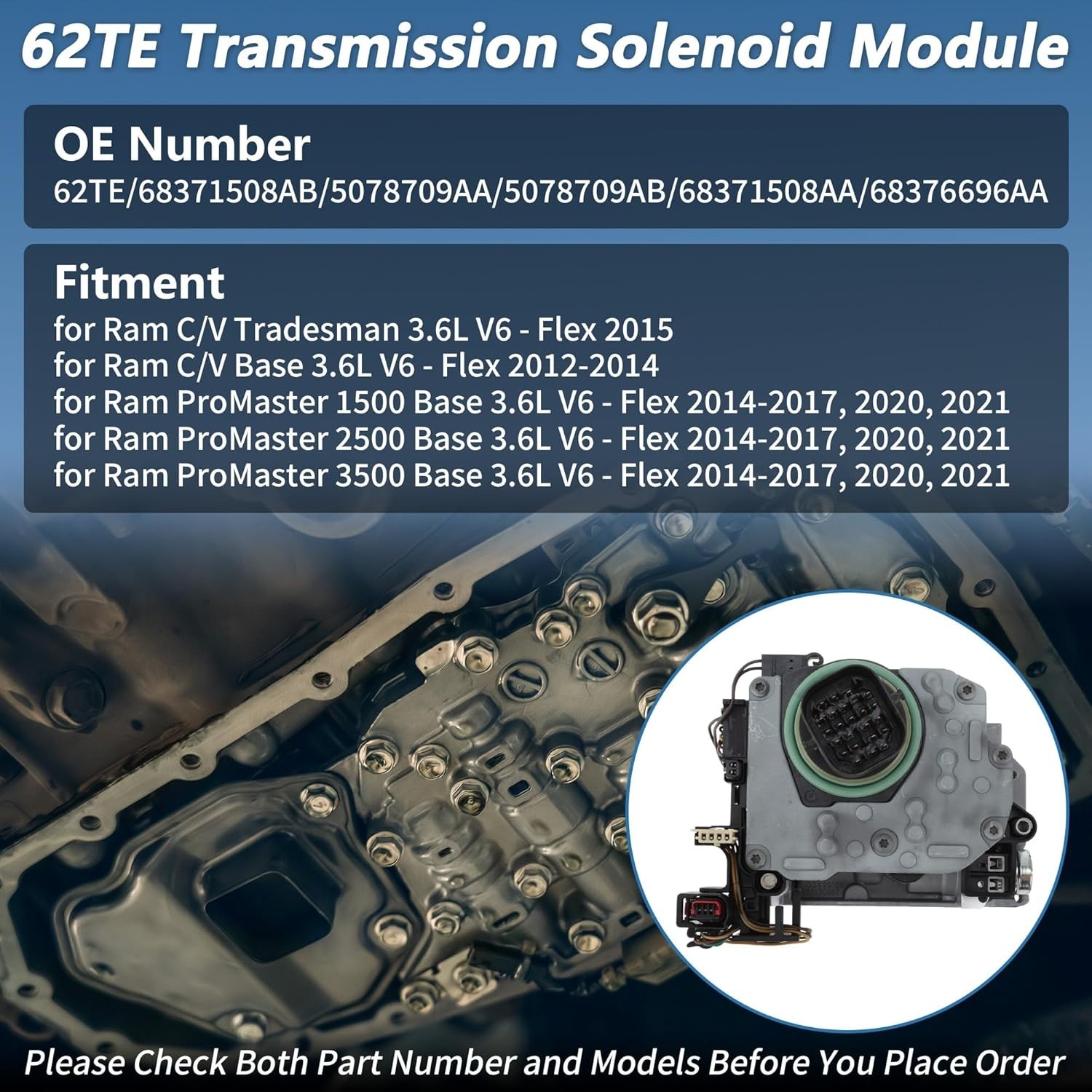 62TE Solenoid Pack Block Plug 2007 UP Dodge Chrysler