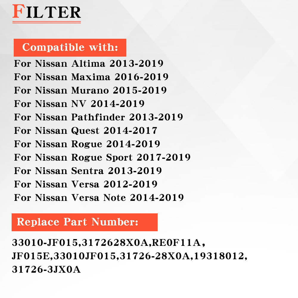 Replaced For 2012-2019 NISSAN SENTRA VERSA Transmission Oil Filters W/Pan Gasket