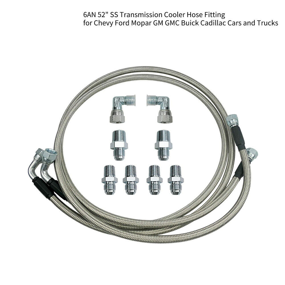 SS Braided New Automatic Transmission Cooler Line Kit -6AN for GM 6L80E 4L90E