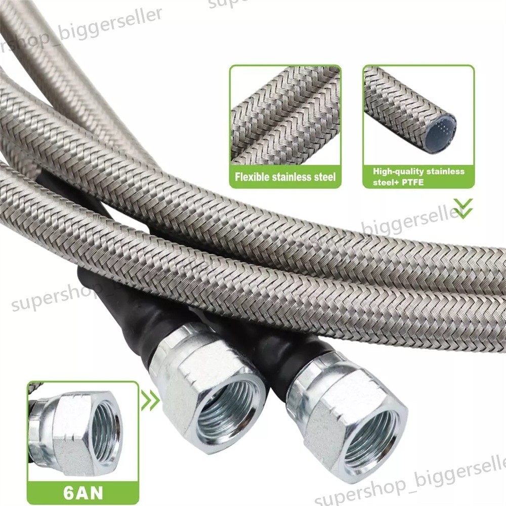 For GM 4L60E 4L80E Flexible SS Braided Transmission Cooler Lines Kit -6AN Hose