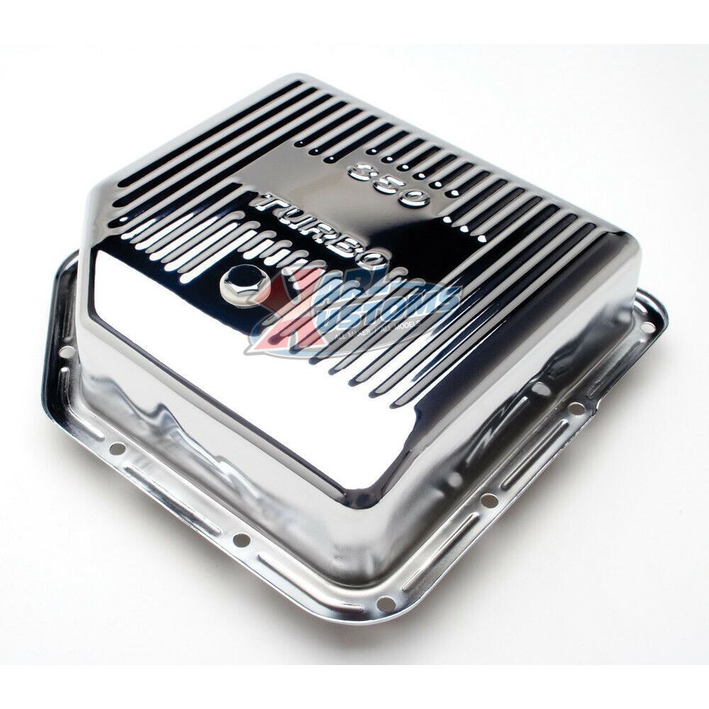 Chrome Steel Chevy BOP GM Turbo 350 TH350 3″ Deep Style Transmission Pan Finned