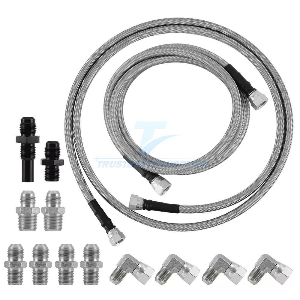 For GM 4L60E 4L80E Flexible SS Braided Transmission Cooler Lines Kit -6AN Hose