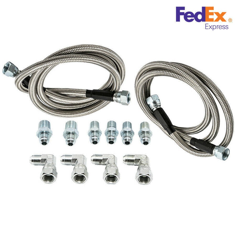52″ Length SS Braided Transmission Cooler Hose Lines Fit For TH350 700R4 TH400
