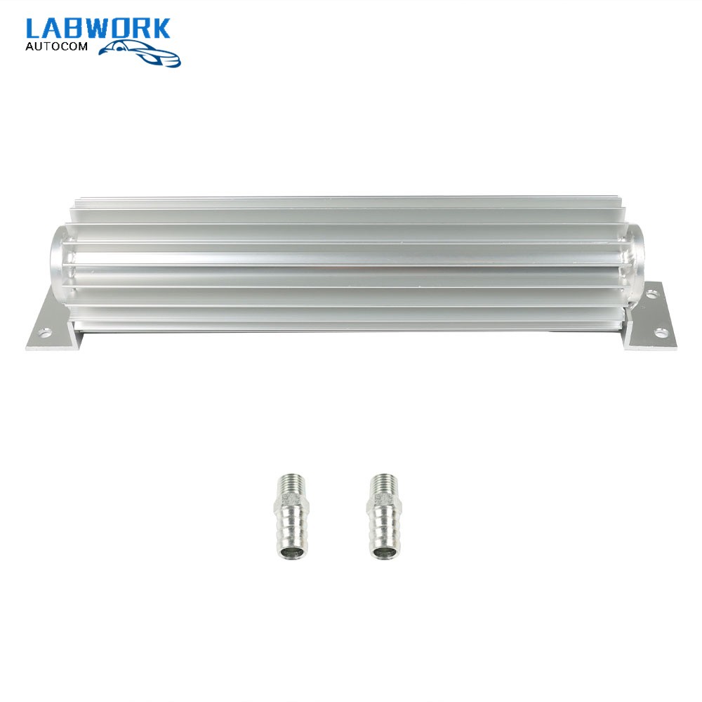 Universal 12″ Finned Aluminum Double Pass Transmission Trans Cooler – Dual Line