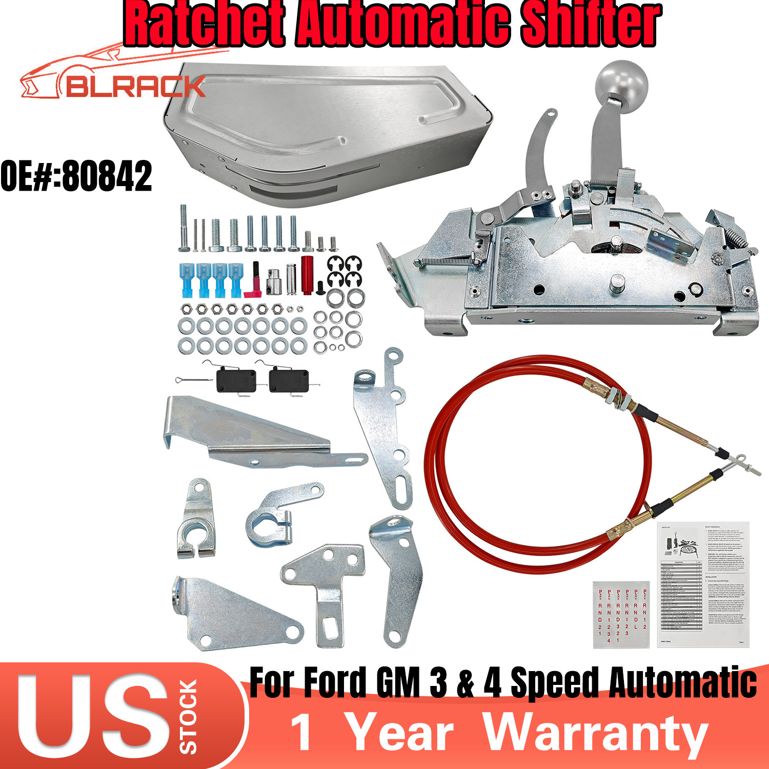 For B&M 80842 Pro Ratchet Shifter For Ford GM 3 & 4 Speed Automatic Transmission