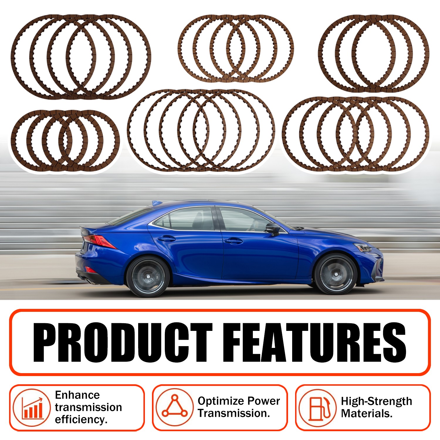 1x UA80 UA80E UA80F Transmission Overhaul Friction Plates Kit For Toyota 2016-up