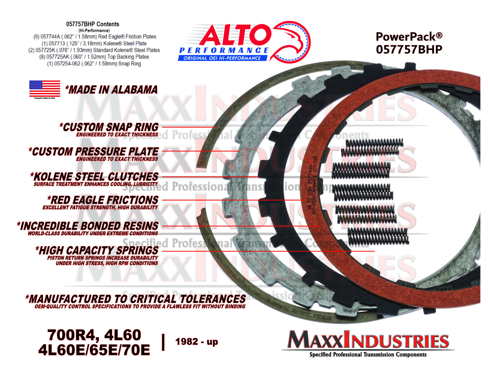 700R4 4L60E 4L65E High Performance 3-4 Clutch Alto Red with Kolene 1982-14