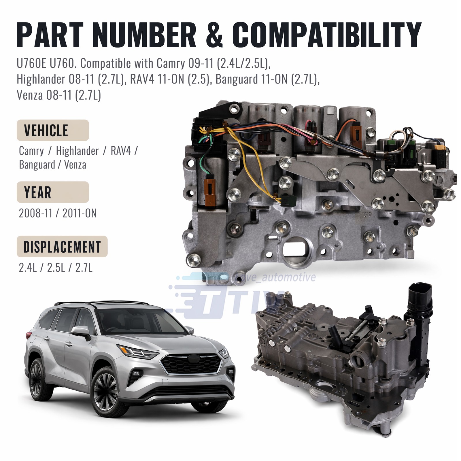 Transmission Valve Body for Toyota Camry / RAV4 / Highlander | U760E U760 89030