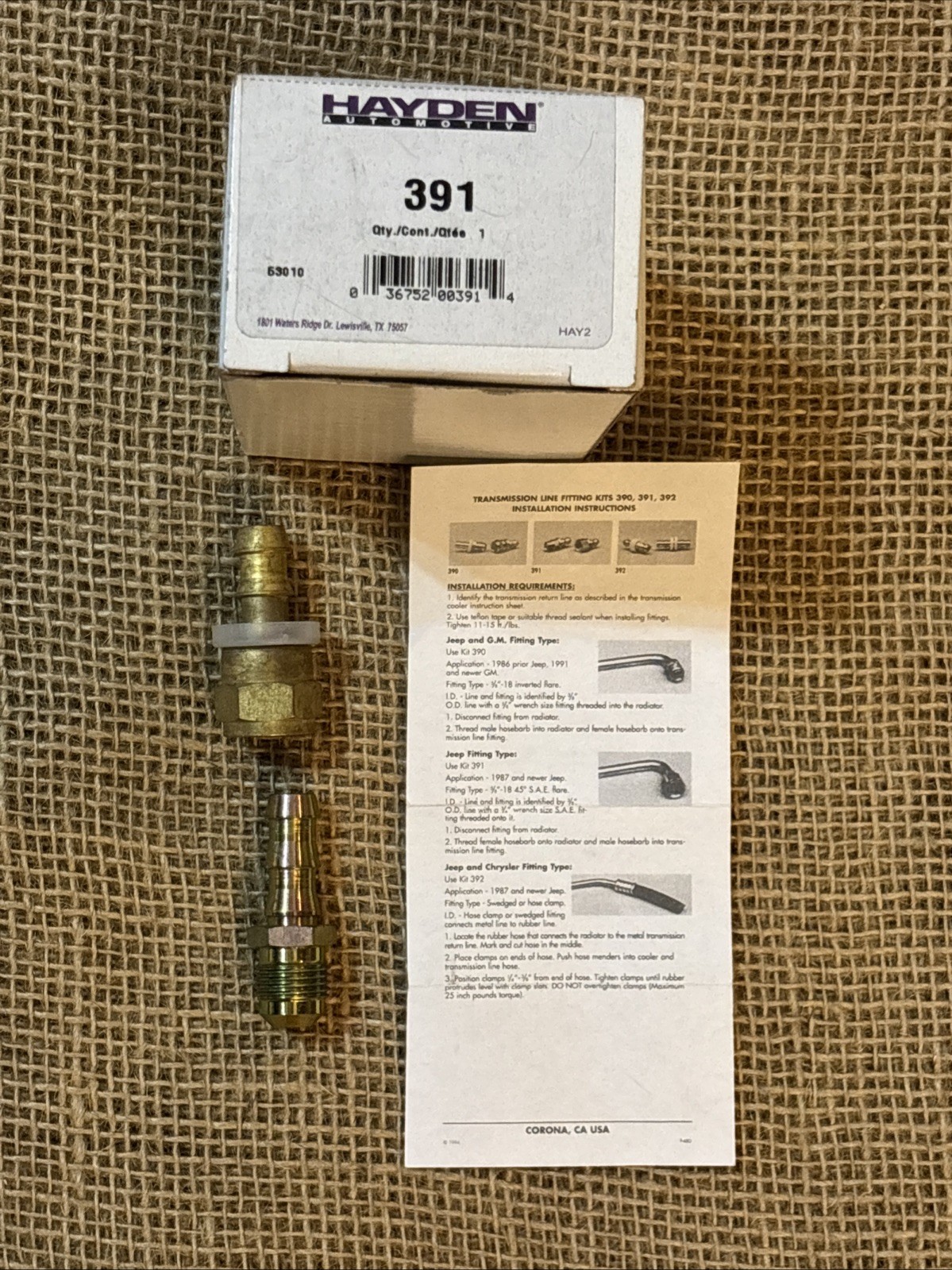 Hayden 391 Transmission Oil Cooler Fitting Kit For Dodge Ram 1500 2000-2003