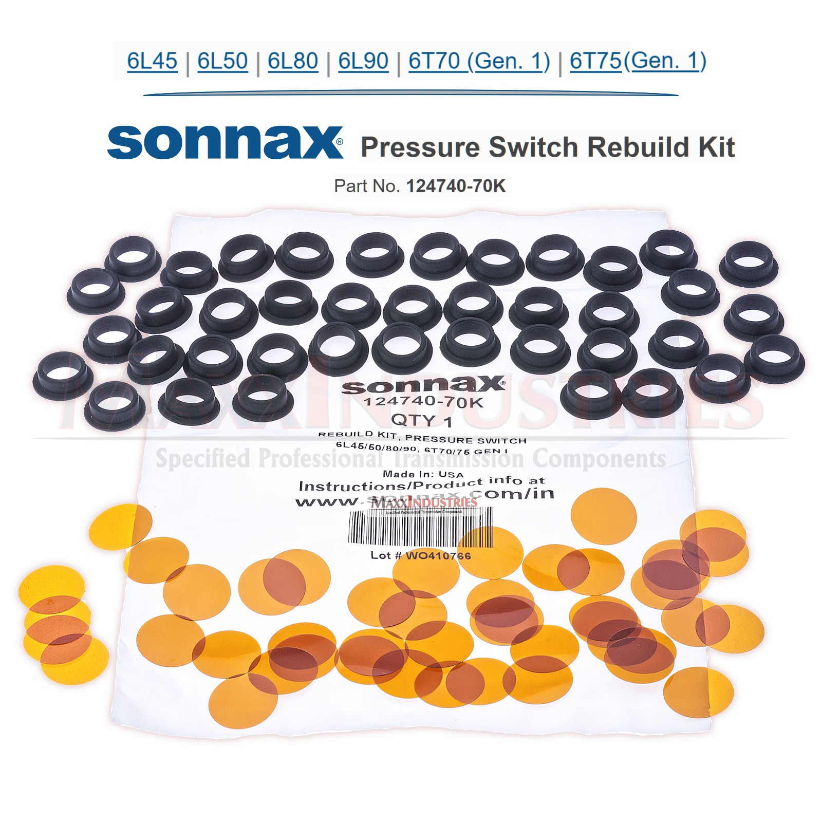 6L80 6L90 6T70 TECHM Pressure Switch Repair Kit – Refills 40ea Sonnax 124740-70K