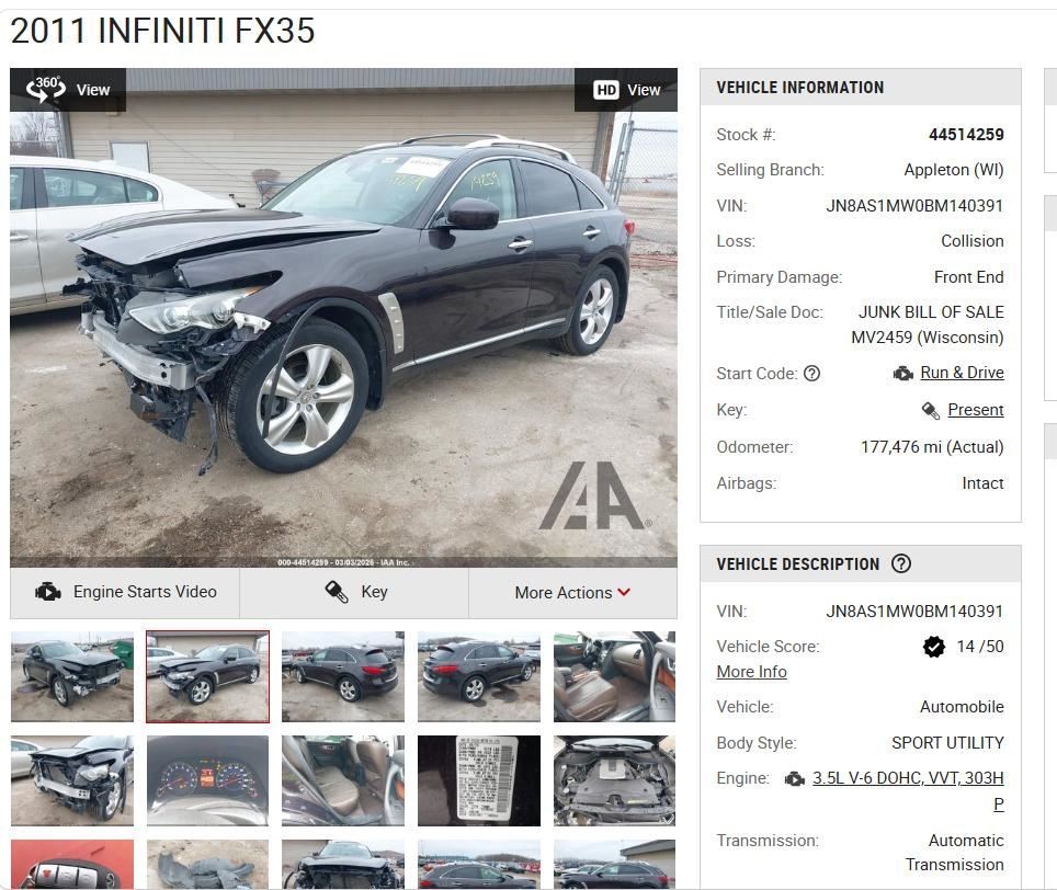 Transfer Case Automatic 3.7L Fits 09-13 INFINITI FX SERIES 4561476