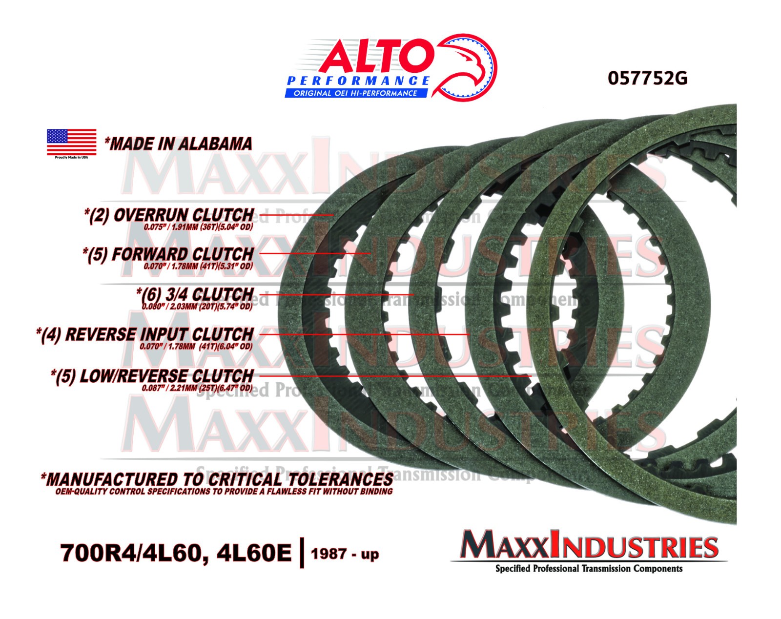 GM 4L60E Transmission Rebuild Kit w/Alto High Energy Green Clutches (1997-2003)