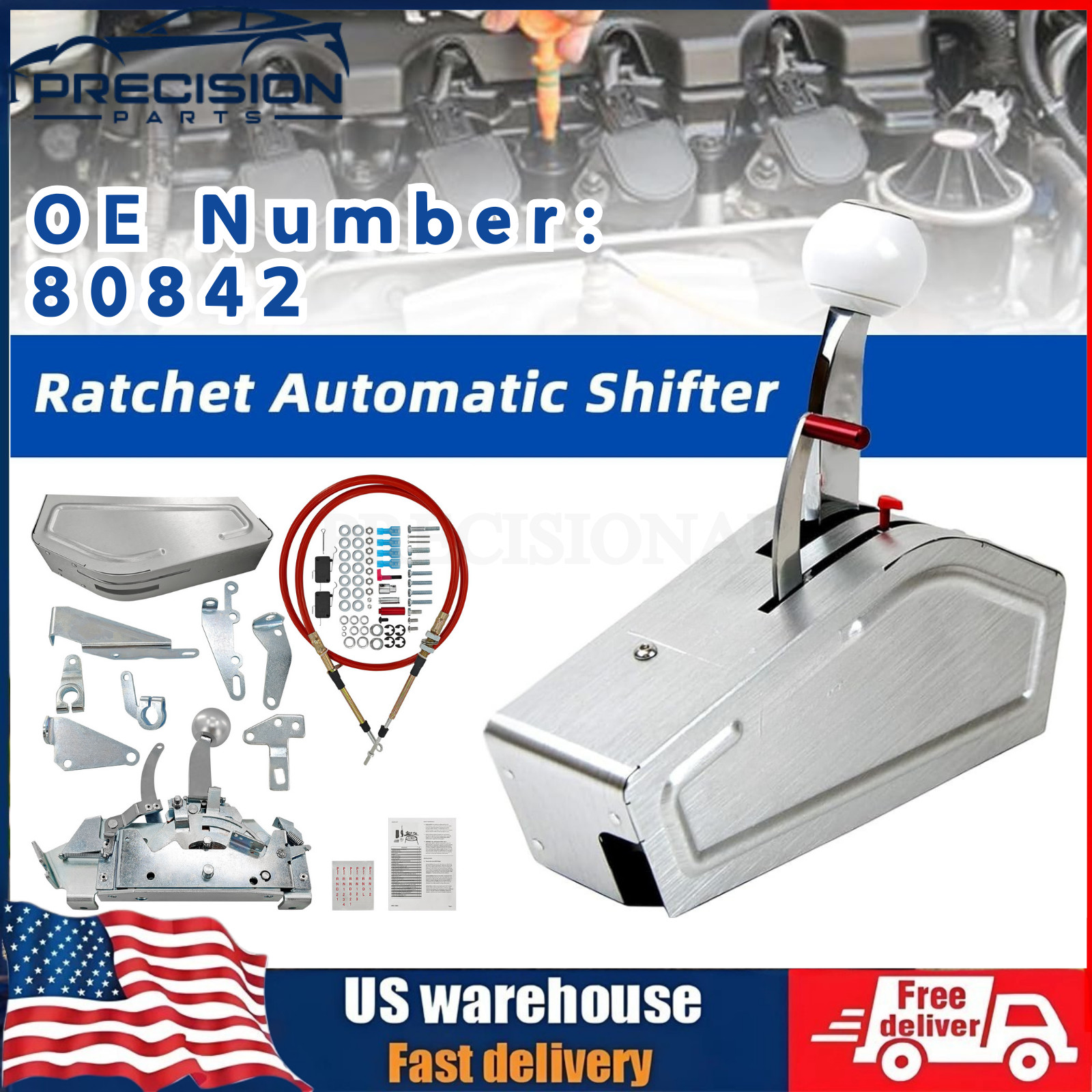 For B&M 80842 Pro Ratchet Automatic B&M Shifter 3 & 4 Speed Transmission