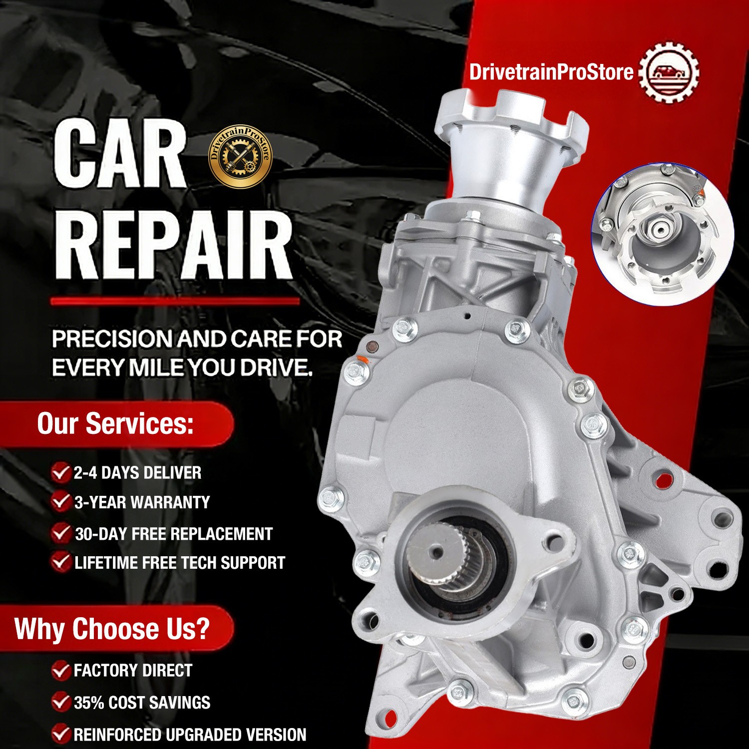 Transfer Case Assembly For 2010-2017 Chevrolet Equinox GMC Terrain 2.4L AWD/FWD