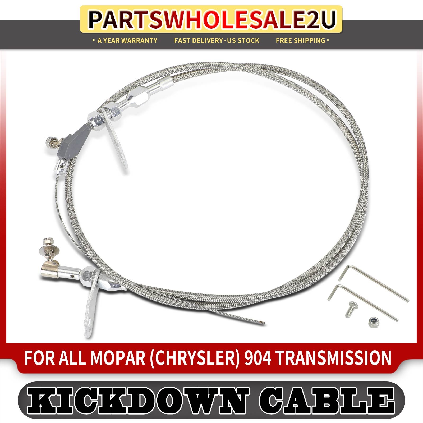 46.46 In Braided Stainless Steel Kickdown Cable for Chrysler Dodge 904 Trans.