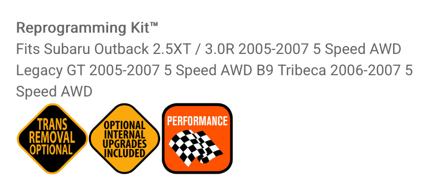 TransGo 5EAT-HD2 Reprogramming Kit Valve Body Shift Kit 5EAT Fits Subaru 2005-07