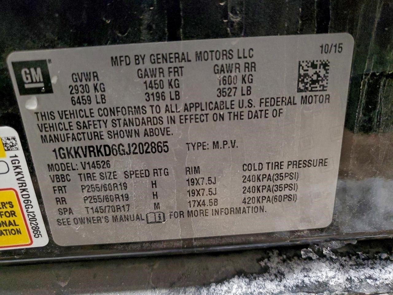2015 – 2017 GMC Acadia Transfer Case VIN J 11th Digit Limited