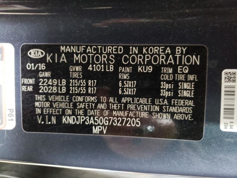 Automatic Transmission Gasoline Model 2.0L Fits 15-16 SOUL 2135330
