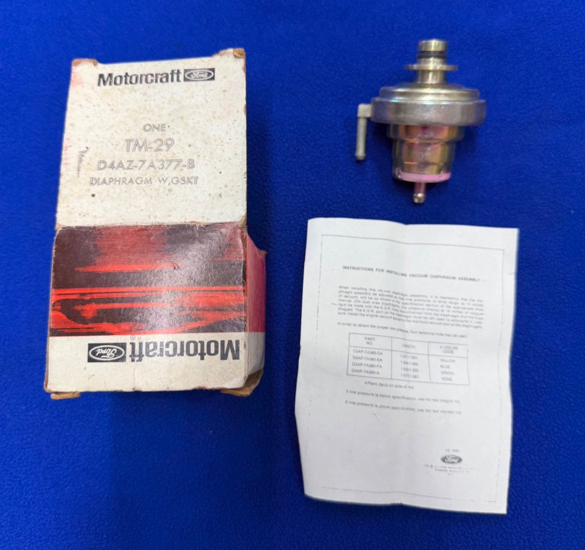 Ford Genuine NOS Motorcraft Trans Vacuum Diaphragm D4AZ-7A377-B, TM-29