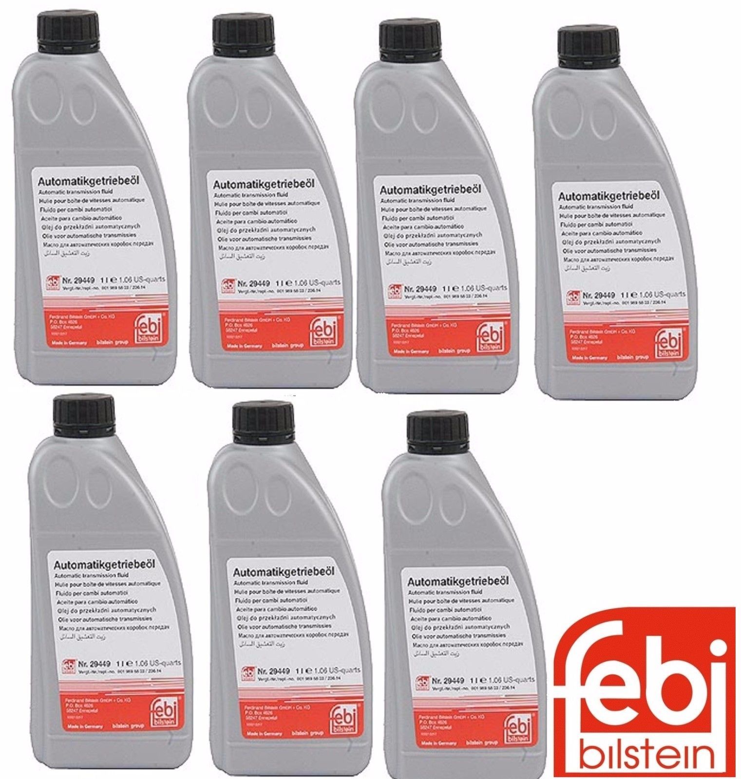 Set of 7 Quart 236.14 Red Auto Trans Oil Fluid Febi For Mercedes Jaguar Dodge