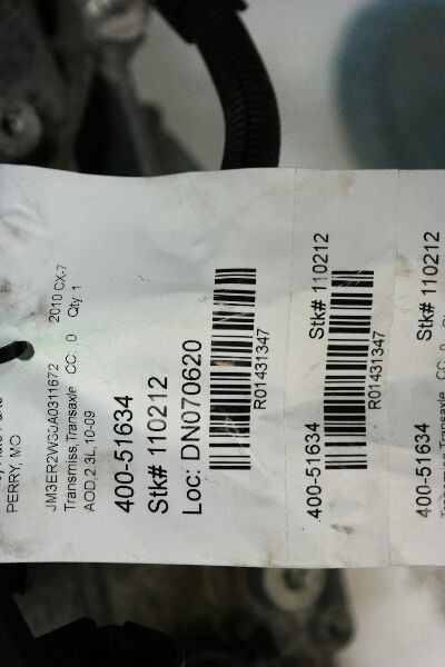 2010-12 MAZDA CX7 Automatic Transmission 2.3L Turbo 6 Speed FWD
