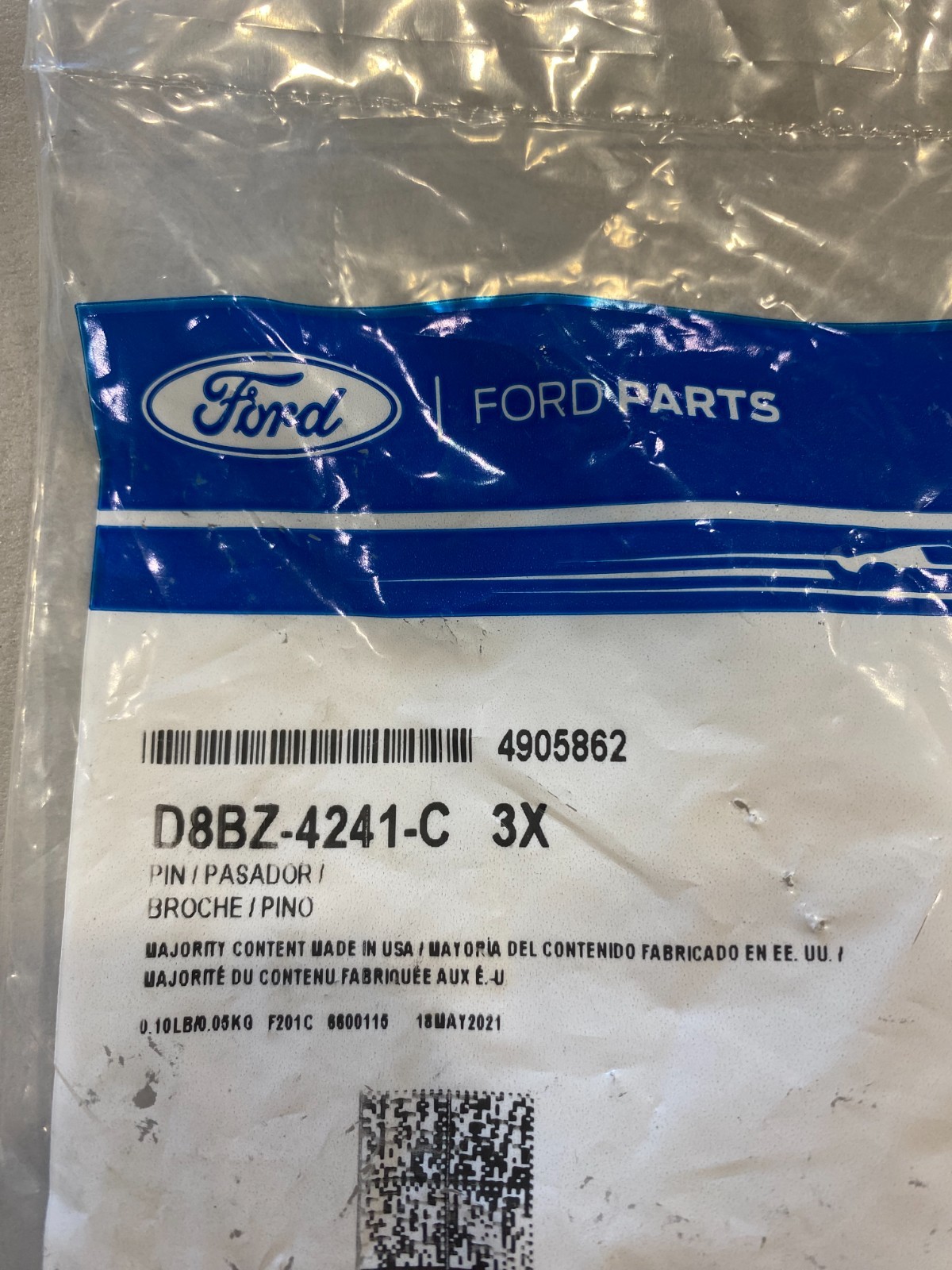 Ford D8BZ-4241-C Lock Pin