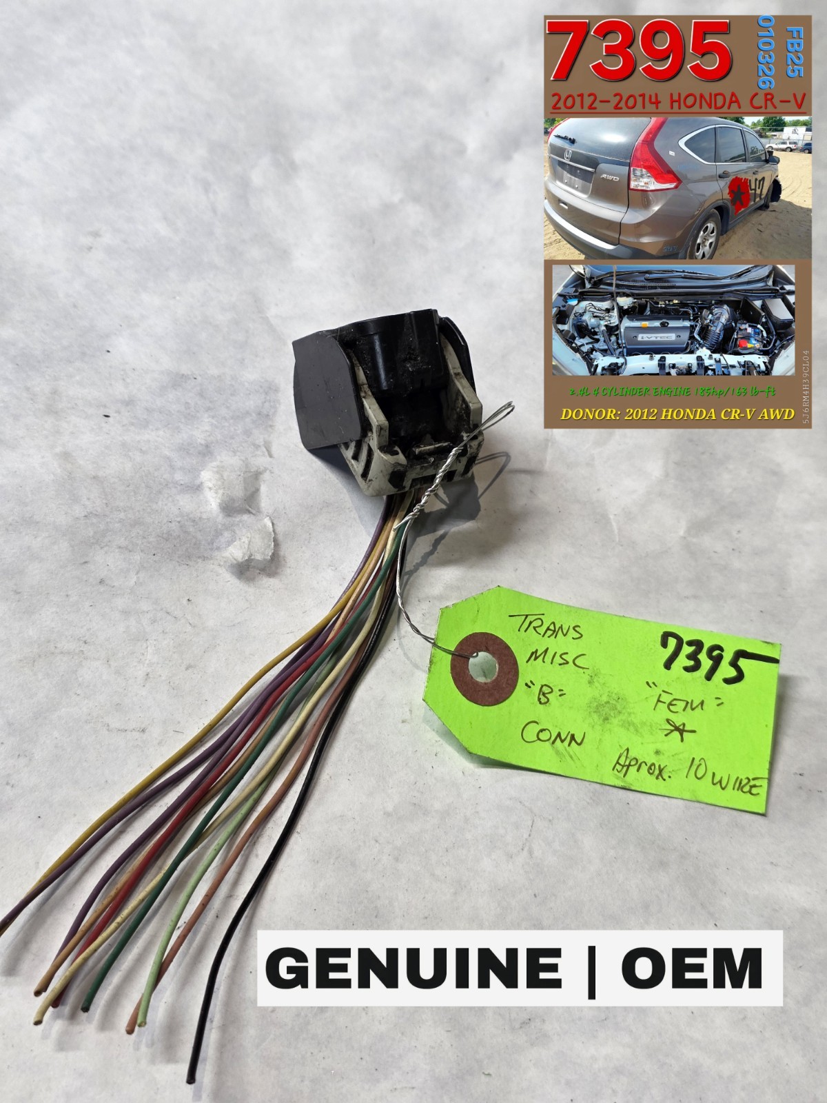 ⭕2012-2014 HONDA CR-V CRV Transmission Miscellaneous B Fe Connector Pigtail Plug