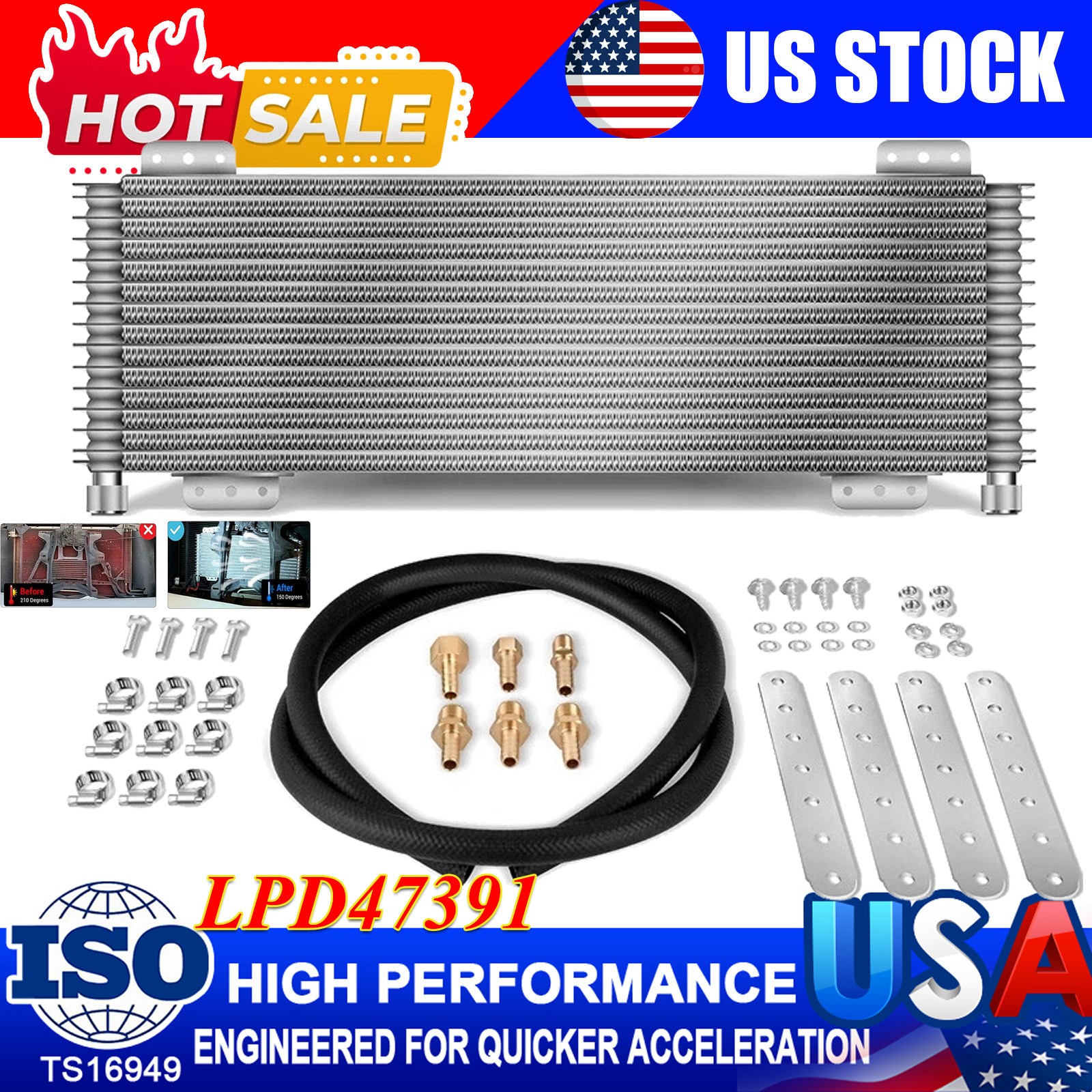 Transmission Performance Oil Cooler Kit New For Max Heavy Duty 40,000 GVW 47391